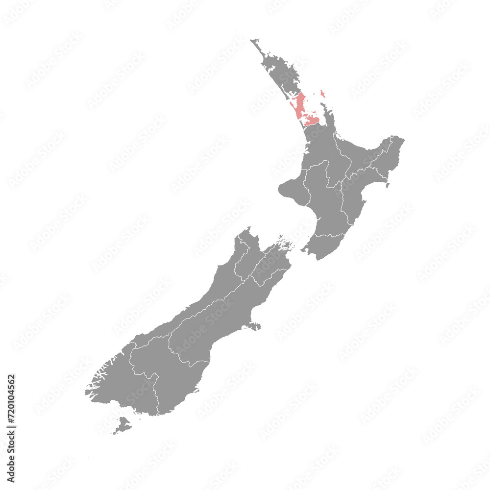 Auckland Region map, administrative division of New Zealand. Vector illustration.