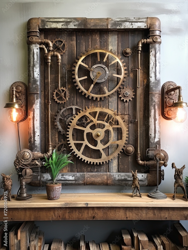 Steampunk Industrial Designs: Farmhouse Rustic Wall Decor with Stunning Steampunk Elements