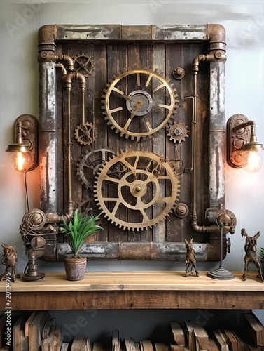 Steampunk Industrial Designs: Farmhouse Rustic Wall Decor with Stunning Steampunk Elements