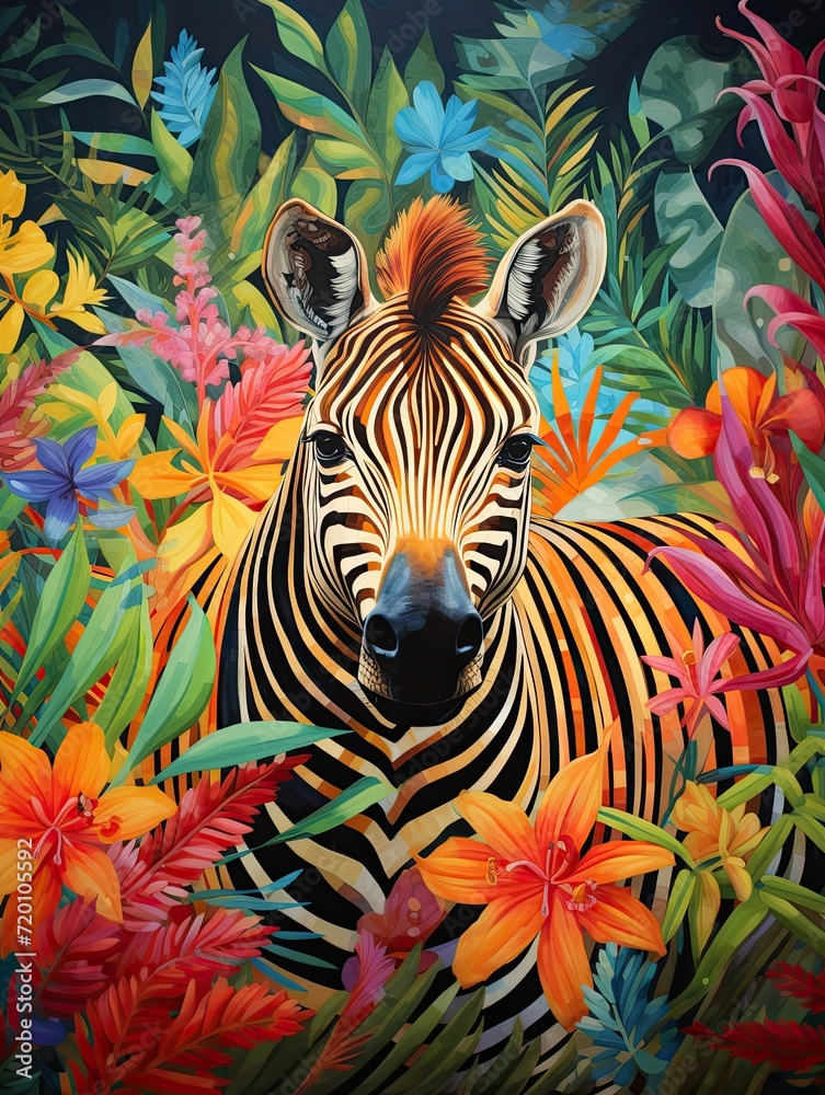 Vibrant Safari Animals Botanical Wall Art: Exotic Jungle Fauna Delight Vibrant Safari Animals Botanical Wall Art: Exotic Jungle Fauna Delight