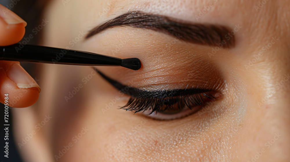 Artist applying black eyeliner