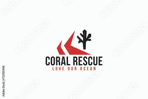 geometric coral rescue sign symbol logo vector design template with flat, modern and elegant styles.  
