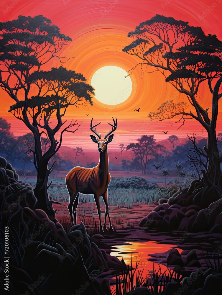 Vibrant African Safari Animals at Dusk: Twilight Landscapes, Safari Dusk Views