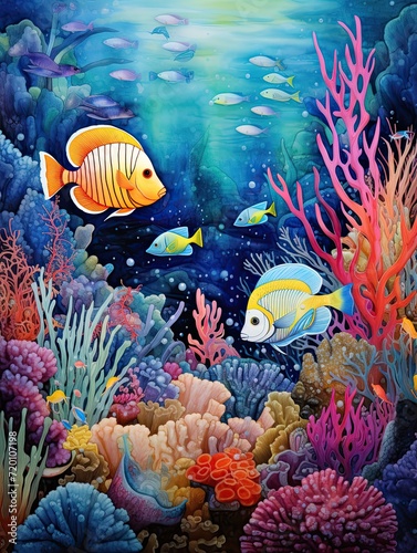 Vibrant Coral and Fish Scenes  Stunning Underwater Ocean Beauty Wall Art
