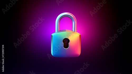 Vibrant padlock on neon gradient backdrop exuding aura of security and modernity, symbolizes essence of securing digital information and online data, personal data protection in diverse digital world