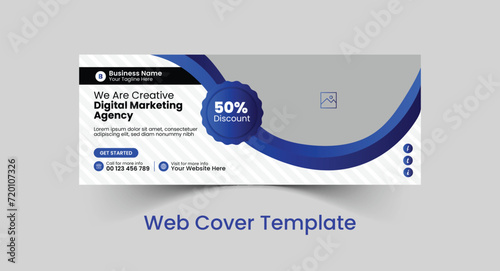 Professional corporate business social cover template design and web banner template design with creative, eye catching and modern colorful layout vector