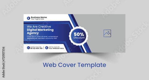 Professional corporate business social cover template design and web banner template design with creative, eye catching and modern colorful layout vector