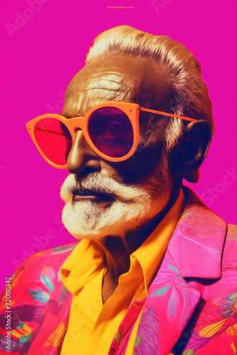 Stylish Senior Man in Vibrant Attire © Canvas Alchemy