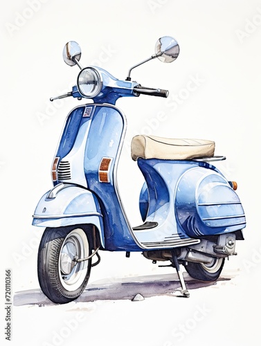 Vintage Vespa Illustrations: Classic Scooter Wall Art & Painting