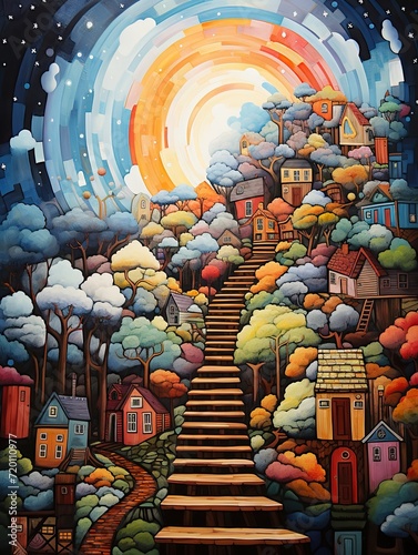 Journey through Whimsical Nursery Rhyme Art on a Pathway of Painting photo