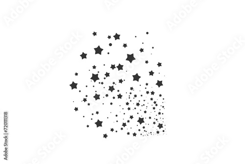 Modern template of luxurious black stars. Elegant design for greeting cards, business, presentation or congratulations. Meteoroids, comets, asteroids and stars. Powder star on white background. 
