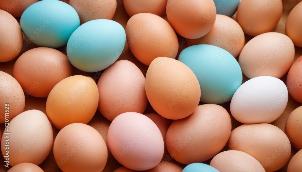 Easter colorful eggs pink, blue, green and white. Easter celebration concept. Easter colorful eggs pink, blue, green and white. Easter celebration concept.