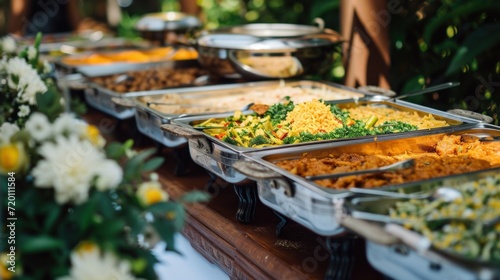 Indian food wedding buffet photo