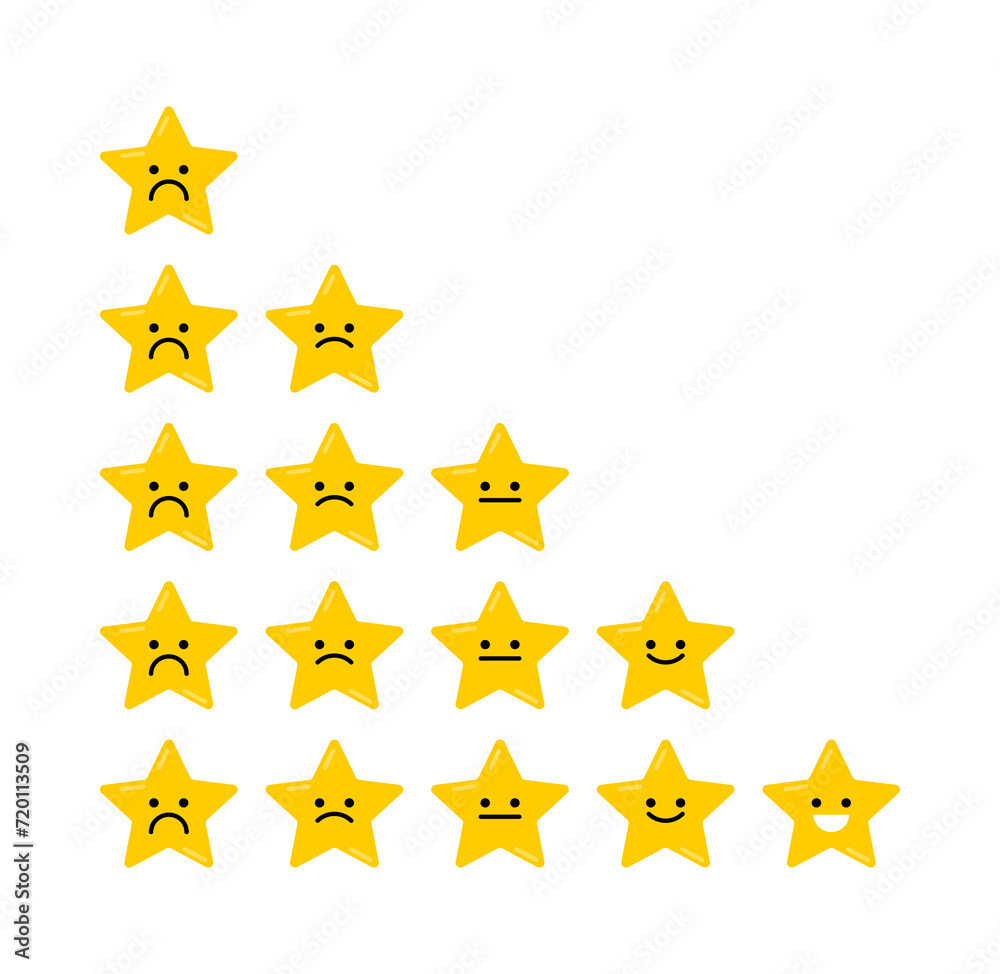Fototapeta premium Stars are happy and sad. Star rating symbol.
