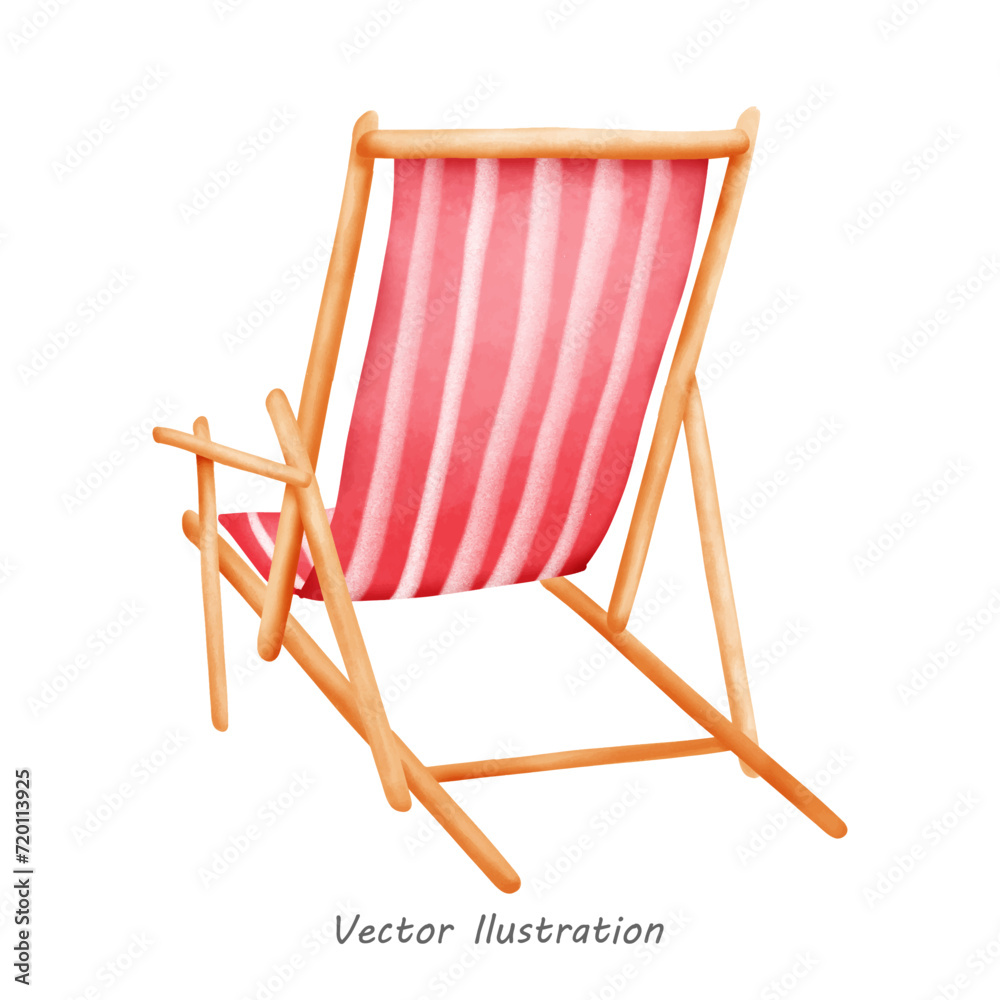 Tropical Vibes: Watercolor Beach Chair Illustration