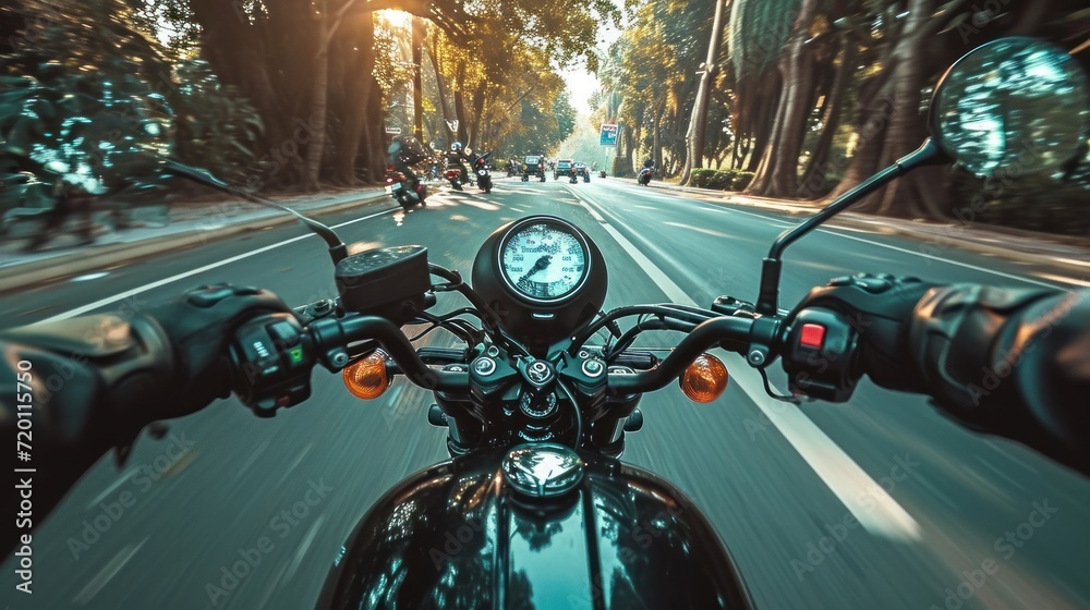 Naklejka premium motorcycle on the road