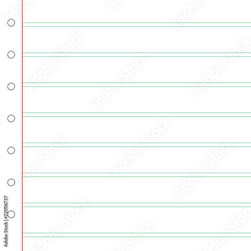 Blank loose leaf notebook paper background. Realistic line paper note. lined vector horizontal illustration design. notebook paper background. 123.