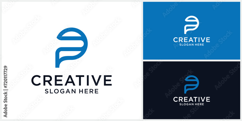Initial letter P logo design template with liner style Initial letter P logo design template with liner style