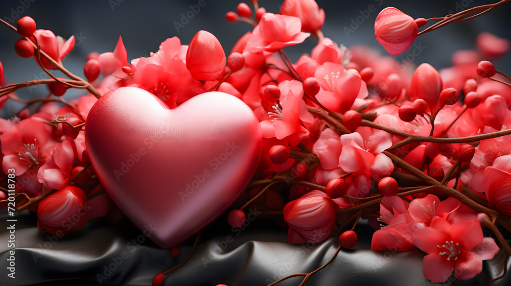 a romantic background with hearts (Generative AI)