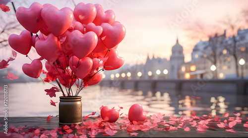 a romantic background with hearts (Generative AI)