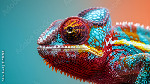 Isolated chameleon banner with space to write,, World Animals Day, Jungle Day, Wildlife, Generative Ai © Jaunali