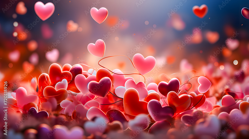 many hearts in red and pink (Generative AI)
