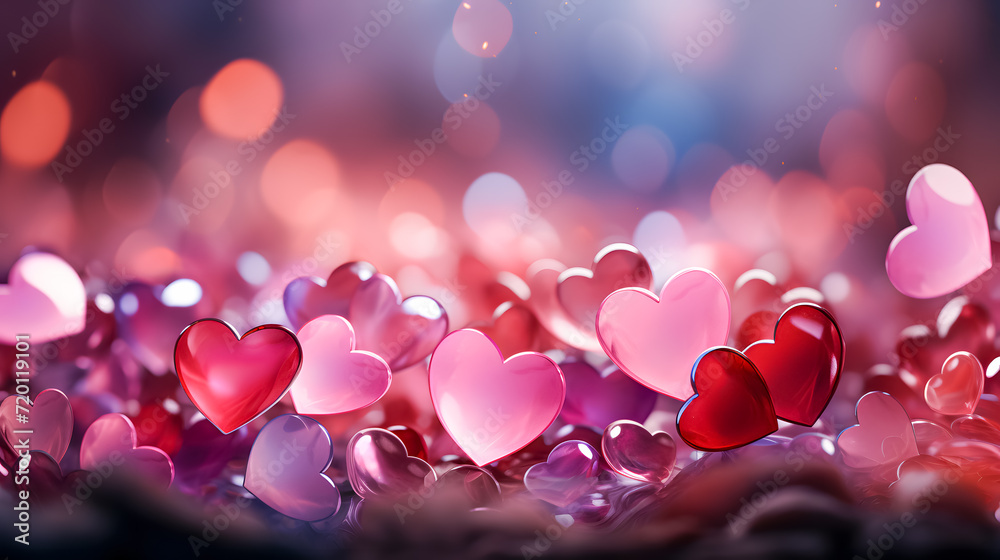 many hearts in red and pink (Generative AI)