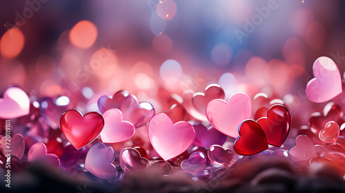 Obraz na płótnie many hearts in red and pink (Generative AI) w salonie