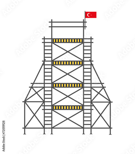scaffold, isolated, background, construction, white