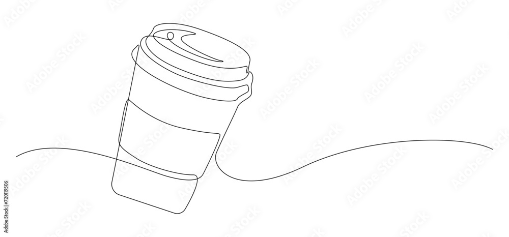 one continuous line art of coffee in a cup. editable stroke one continuous line art of coffee in a cup. editable stroke