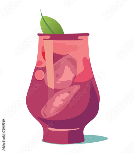 Cocktail of colorful set. This illustration skillfully captures the essence of relaxation and beachside bliss against the serene white canvas. Vector illustration.