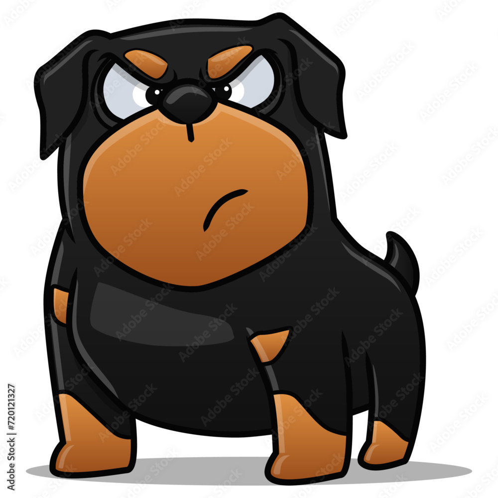 Naklejka premium Cute cartoon vector illustration of Rottweiler dog