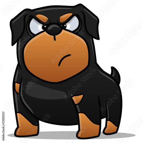 Cute cartoon vector illustration of Rottweiler dog