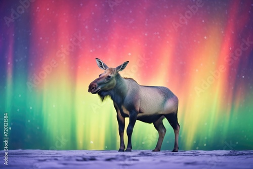 moose under a twilight sky filled with aurora © stickerside