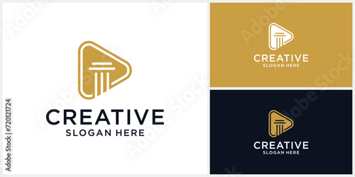 Creative play media law firm logo design template