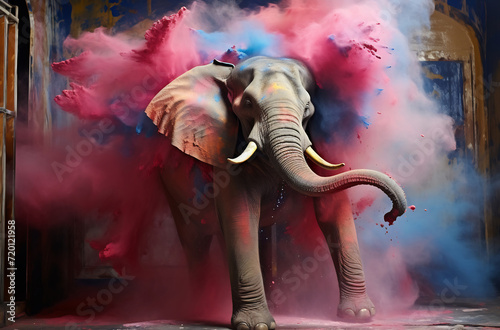 Vibrant Holi Festival Elephant