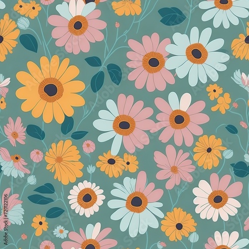 seamless of various color flowers pattern  