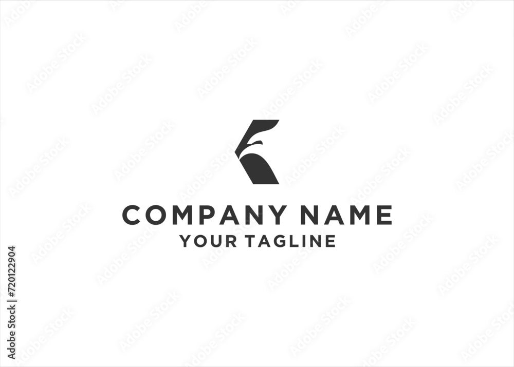 Fototapeta premium Initial Letter K With Eagle Falcon Logo Design Vector Illustration
