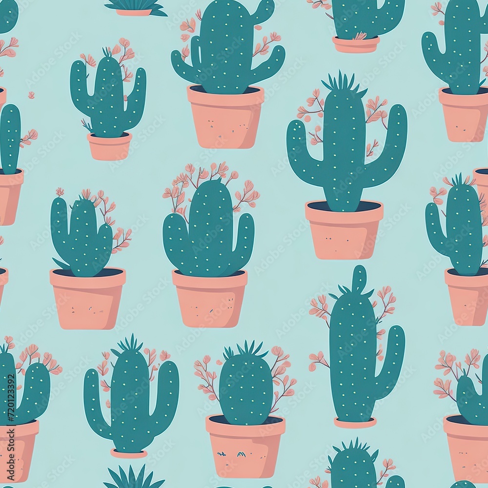 seamless pattern of graffic cactus seamless pattern of graffic cactus