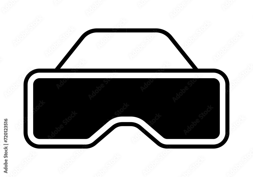 Icono negro de gafas de realidad virtual en fondo blanco.