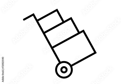 Icono negro de carretilla llevando unas cajas.