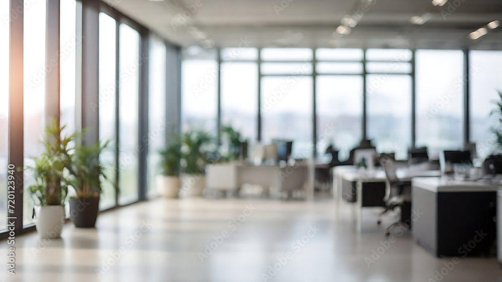 blurred background of a modern office interior with panoramic windows and beautiful lighting, Blurred office meeting room, blurred office background, Bg, Generative AI blurred background of a modern office interior with panoramic windows and beautiful lighting, Blurred office meeting room, blurred office background, Bg, Generative AI