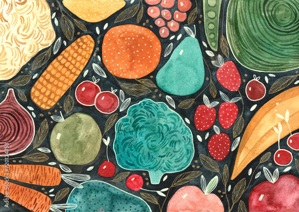 A pattern of fruit and vegetables A pattern of fruit and vegetables