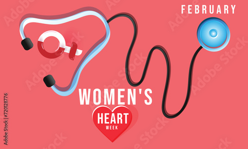 Women's Heart Week. background, banner, card, poster, template. Vector illustration.