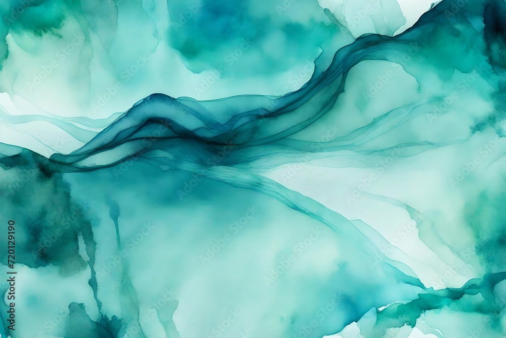 visually pleasing image of a watercolor wash in shades of aqua and teal, creating a tranquil and fluid background with an artistic touch