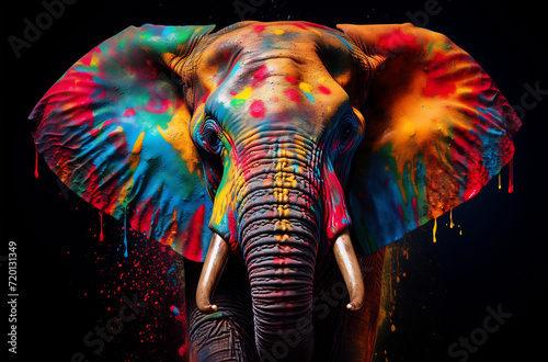 Kaleidoscopic Elephant in a Color Explosion © Canvas Alchemy