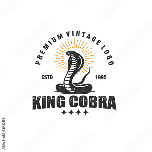 king cobra vintage monochrome logo vector graphic illustration