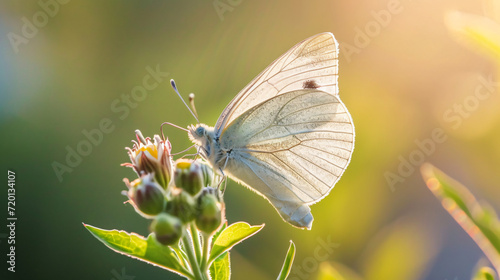 Closeup of small white aporia crataegi butterfly