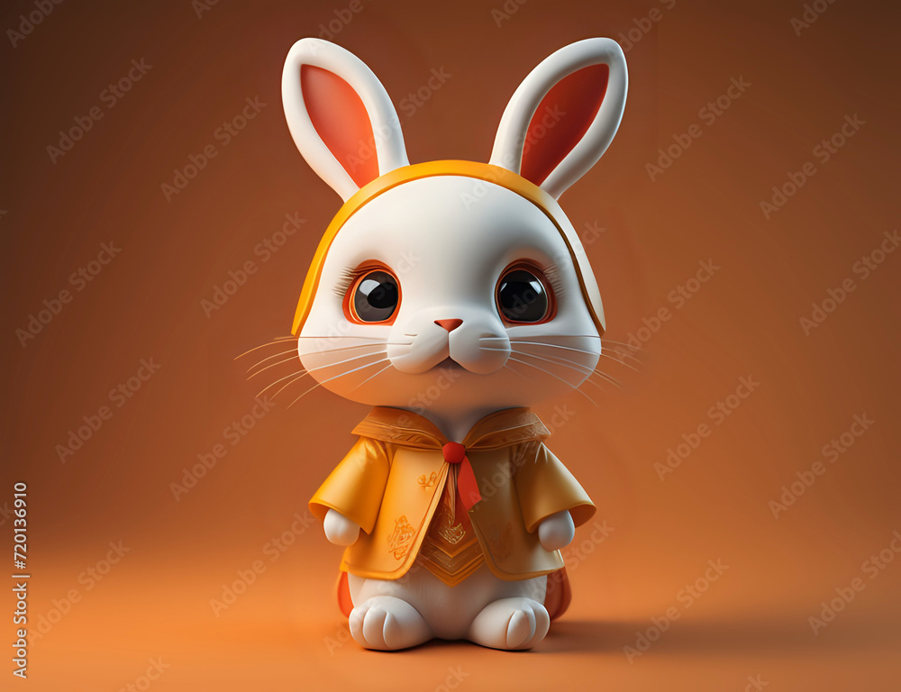 Obraz premium 3D Osterhase mit einer orangen Jacke