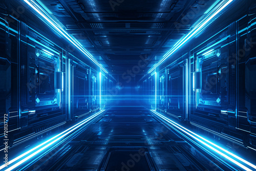 Blue science fiction space scene illustration, technology background material concept